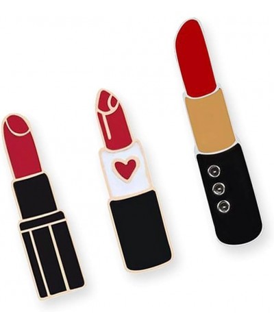 Red Lip Lipstick Enamel Lapel Brooch Pin for Men Women 3 Pcs Red $6.88 Brooches & Pins