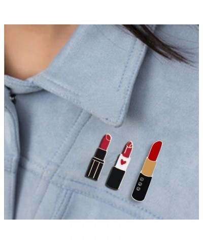 Red Lip Lipstick Enamel Lapel Brooch Pin for Men Women 3 Pcs Red $6.88 Brooches & Pins