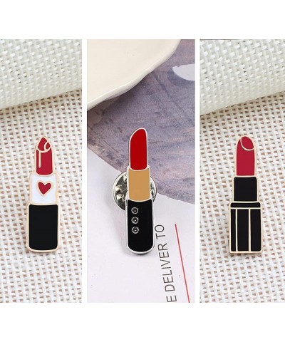 Red Lip Lipstick Enamel Lapel Brooch Pin for Men Women 3 Pcs Red $6.88 Brooches & Pins