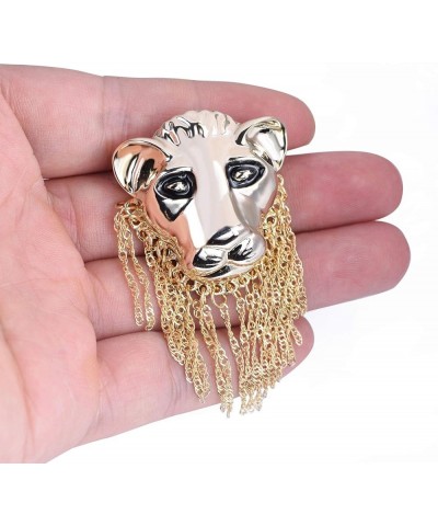 OBONNIE Vintage Black Enamel Large 3D Lion Leo Head Brooch Pin 18K Gold Silver Tone Corsages Jewelry Gold $9.20 Brooches & Pins