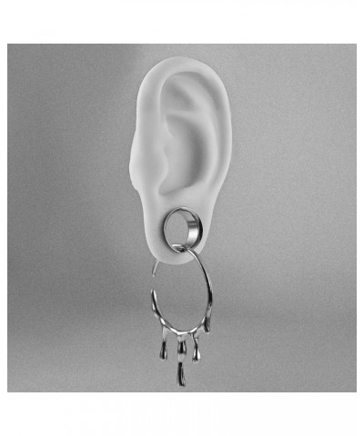 2PCS Cool Ear Gauges Hypoallergenic 316 Stainless Steel Earrings Water Drops Dangle Tunnels Plugs Expanders for Stretched Pie...