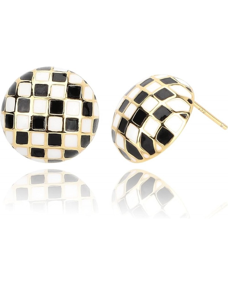 Checkered Earrings For Women - C Hoop Earrings, Drop/Dangle Earrings Made With Sterling Silver Post Blakely $12.59 Earrings