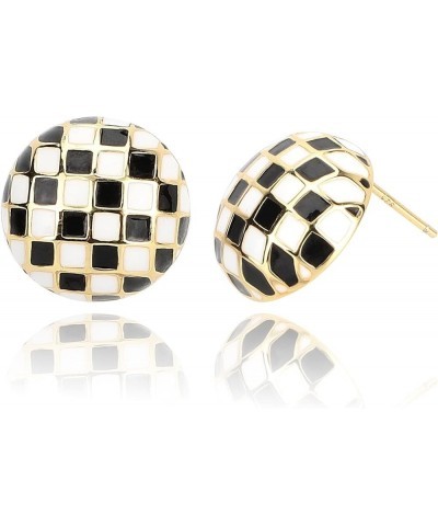 Checkered Earrings For Women - C Hoop Earrings, Drop/Dangle Earrings Made With Sterling Silver Post Blakely $12.59 Earrings