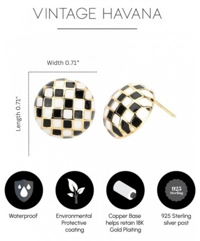 Checkered Earrings For Women - C Hoop Earrings, Drop/Dangle Earrings Made With Sterling Silver Post Blakely $12.59 Earrings