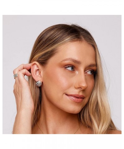 Checkered Earrings For Women - C Hoop Earrings, Drop/Dangle Earrings Made With Sterling Silver Post Blakely $12.59 Earrings