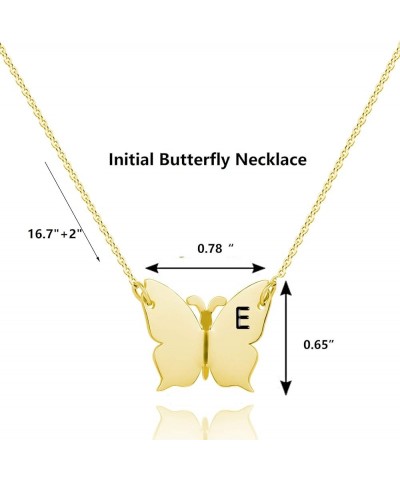 Butterfly Initial Necklace for women Letter Pendant Necklaces for girls color silver and gold V-Butterfly Gold $8.09 Necklaces