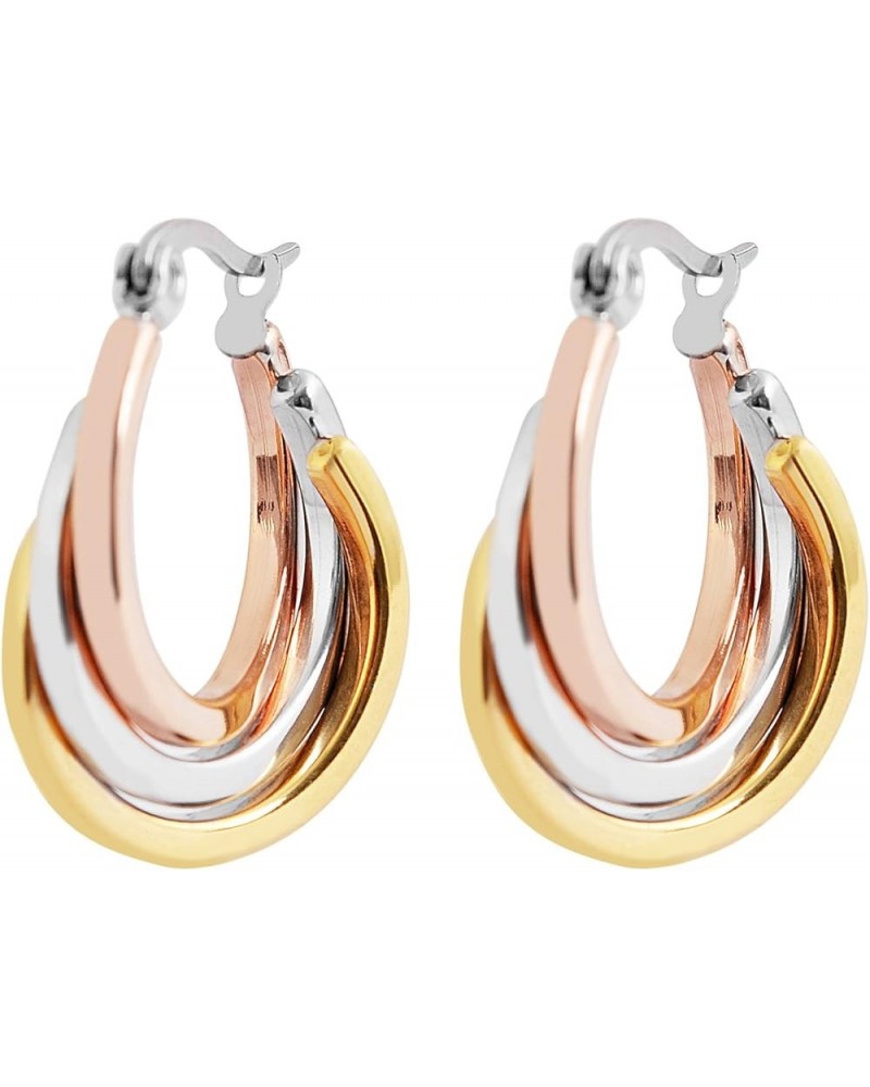 Edforce Women's Stainless Steel Overlapping Triple Hoop Earrings, (25mm-35mm) interwoven $10.56 Earrings