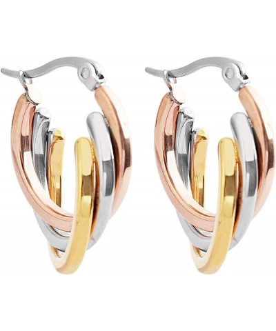 Edforce Women's Stainless Steel Overlapping Triple Hoop Earrings, (25mm-35mm) interwoven $10.56 Earrings