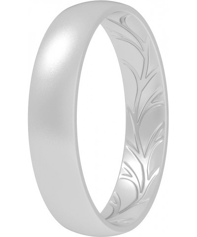 Women Silicone Wedding Bands, Breathable Leaf Cross Pattern Wedding Rings - 4mm Wide Silver A 4.5 - 5 (15.7mm) $9.17 Bracelets