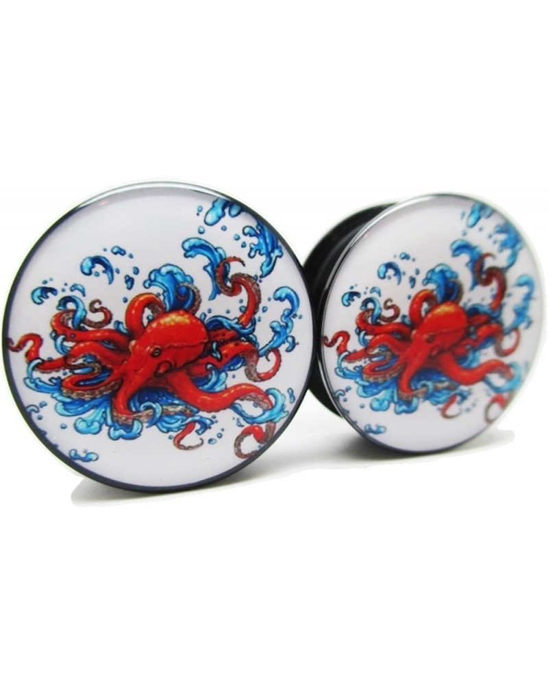 Red Octopus Ear Plugs - Acrylic Screw-On - 10 Sizes - Brand NewPair 11/16" (18mm) $9.71 Body Jewelry