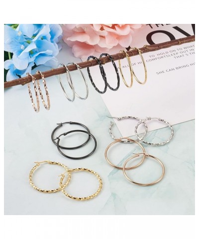 Mixed Color Stainless Steel Round Hoop Earring Findings for Women Girls Jewelry Gifts 40mm $10.48 Earrings