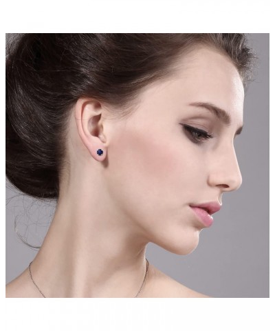 10K Rose Gold Blue Sapphire Stud Earrings For Women | 1.00 Cttw | Gemstone Birthstone | Round 5MM $49.50 Earrings