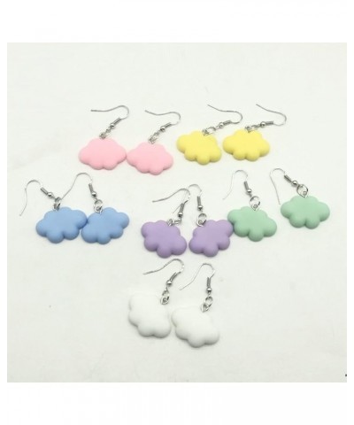 6 Pairs Simple Handmade Lovely White Blue Pink Resin Clouds Dangle Earrings Set Weather Jewelry for Women Girls Clouds Earrin...