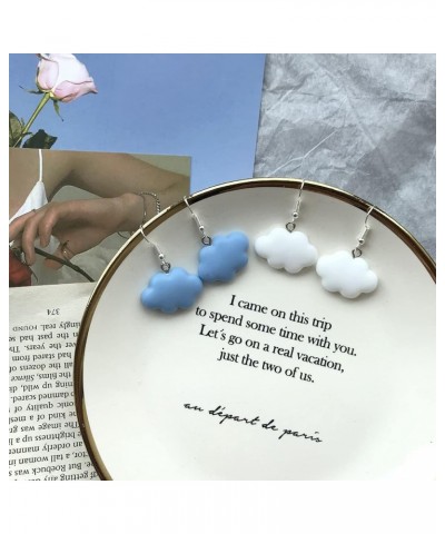 6 Pairs Simple Handmade Lovely White Blue Pink Resin Clouds Dangle Earrings Set Weather Jewelry for Women Girls Clouds Earrin...