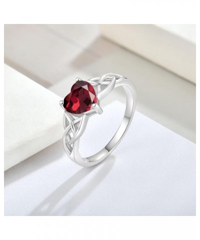 Celtic Knot Heart Gemstone Ring for Women Solid 10K/14K/18K Gold Celtic Knot Engagement Ring Celtic Heart Wedding Promise Rin...