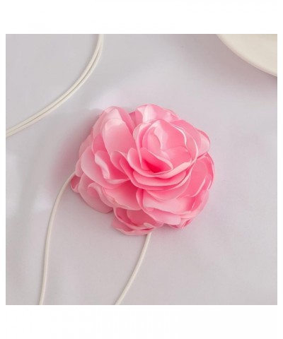 Exquisite Choker Camellia Flower Lace-up Necklace for Women Girls Velvet Floral Choker Summer Beach Necklace Pink $8.93 Neckl...