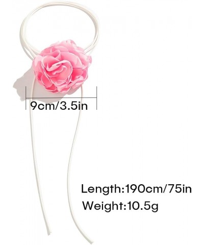 Exquisite Choker Camellia Flower Lace-up Necklace for Women Girls Velvet Floral Choker Summer Beach Necklace Pink $8.93 Neckl...