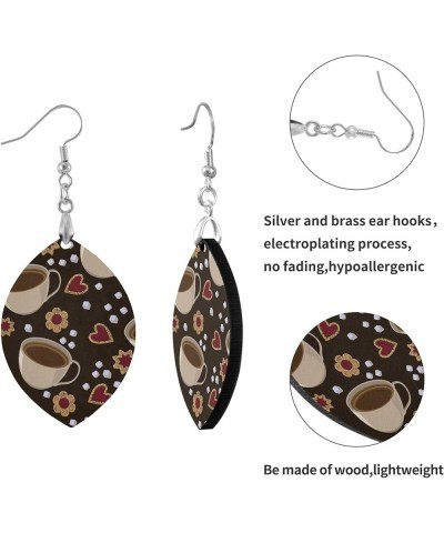 Dangle Earring MDF Wood Drop/Leaf Copper Plated Silver Hook Lightweight Earrings Multi 20 $6.37 Earrings