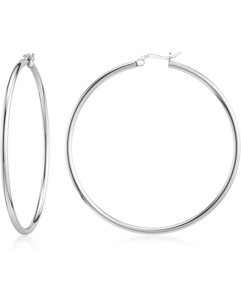 Sterling Silver Hoop Earrings 18K White Gold Plated Silver Circle Endless Earrings Hoops Jewelry Lightweight Hoop Earring for...