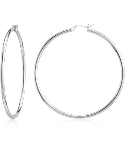 Sterling Silver Hoop Earrings 18K White Gold Plated Silver Circle Endless Earrings Hoops Jewelry Lightweight Hoop Earring for...