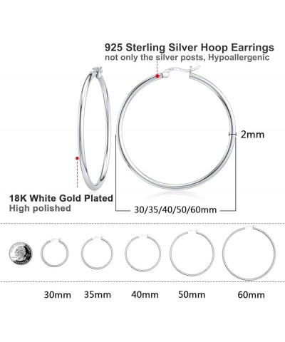 Sterling Silver Hoop Earrings 18K White Gold Plated Silver Circle Endless Earrings Hoops Jewelry Lightweight Hoop Earring for...