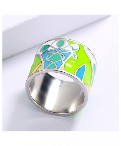 Lady Ring Decoration Exquisite Fashion Graffiti Enamel Jewelry Ring for Daily Wear US 7 $4.24 Rings