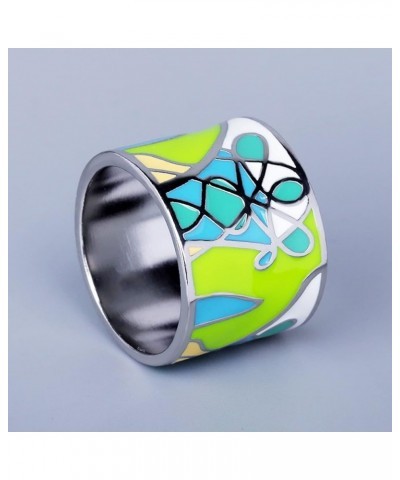 Lady Ring Decoration Exquisite Fashion Graffiti Enamel Jewelry Ring for Daily Wear US 7 $4.24 Rings