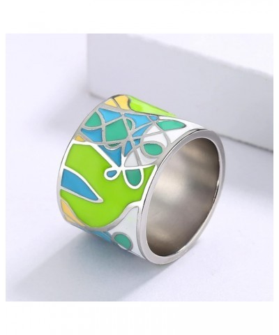 Lady Ring Decoration Exquisite Fashion Graffiti Enamel Jewelry Ring for Daily Wear US 7 $4.24 Rings