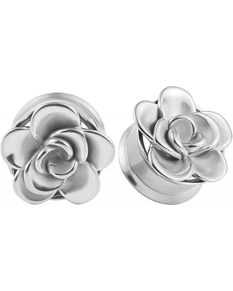 2Pcs Gauges for Men, Ear Gauges Jewelry Flower, Silver Stainless Steel Tunnel Gauges Silver 22.0 Millimeters $11.33 Body Jewelry