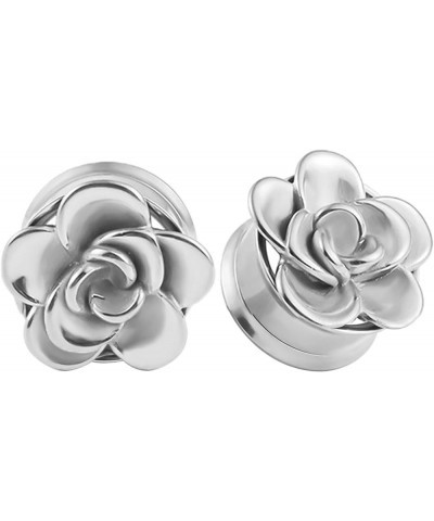 2Pcs Gauges for Men, Ear Gauges Jewelry Flower, Silver Stainless Steel Tunnel Gauges Silver 22.0 Millimeters $11.33 Body Jewelry