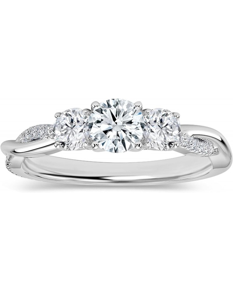 Round Lab Grown White Diamond Twisted Three Stone Engagement Ring for Women in 925 Sterling Silver 7.5 0.25 Carat $75.62 Rings