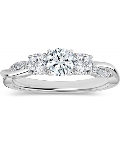 Round Lab Grown White Diamond Twisted Three Stone Engagement Ring for Women in 925 Sterling Silver 7.5 0.25 Carat $75.62 Rings