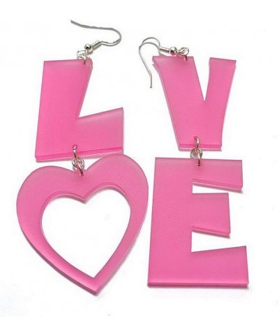 Letters Love Dangle Earrings Love Heart Pink Acrylic White Silver Metal Hoop Fashion Earrings for Women Girls Valentine's Day...