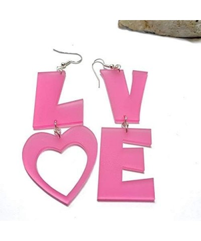 Letters Love Dangle Earrings Love Heart Pink Acrylic White Silver Metal Hoop Fashion Earrings for Women Girls Valentine's Day...