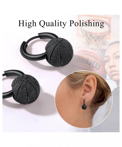 Sports Football/Basketball/Volleyball/Rugby/Baseball Dangle Earrings for Women Men Stainless Steel/18K Gold Plated/Black Spor...