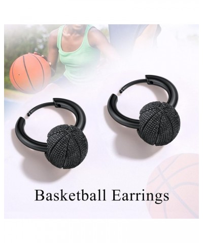 Sports Football/Basketball/Volleyball/Rugby/Baseball Dangle Earrings for Women Men Stainless Steel/18K Gold Plated/Black Spor...