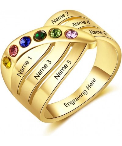 10k 14k 18k Solid Gold Personalized Custom Family Name Ring for Women Customize Mother Name Ring with 1-6 Birthstones Real Go...