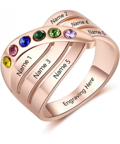 10k 14k 18k Solid Gold Personalized Custom Family Name Ring for Women Customize Mother Name Ring with 1-6 Birthstones Real Go...