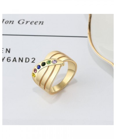 10k 14k 18k Solid Gold Personalized Custom Family Name Ring for Women Customize Mother Name Ring with 1-6 Birthstones Real Go...