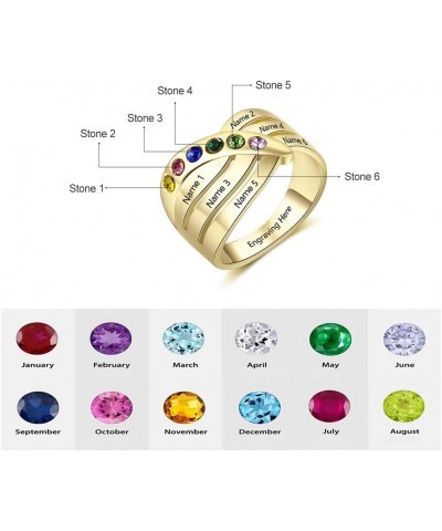 10k 14k 18k Solid Gold Personalized Custom Family Name Ring for Women Customize Mother Name Ring with 1-6 Birthstones Real Go...