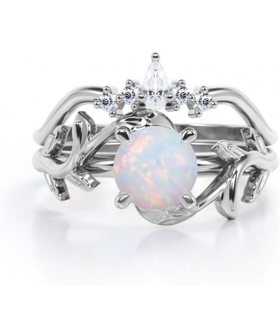 Opal Engagement Rings for Women Bridal Sets Opal and Moissanite Engagement Ring Set 10K 14K 18K White/Rose Gold Wedding Ring ...