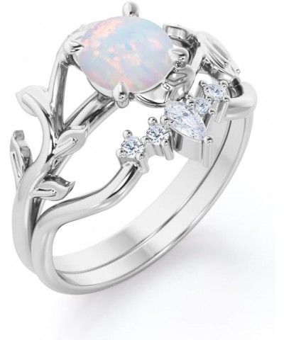 Opal Engagement Rings for Women Bridal Sets Opal and Moissanite Engagement Ring Set 10K 14K 18K White/Rose Gold Wedding Ring ...