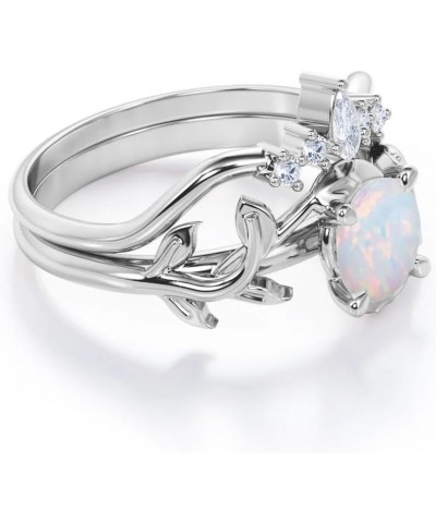 Opal Engagement Rings for Women Bridal Sets Opal and Moissanite Engagement Ring Set 10K 14K 18K White/Rose Gold Wedding Ring ...