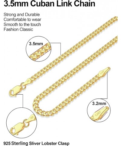 925 Sterling Silver Cuban Chain 3.5/4/5mm Necklace for Men Gold Cuban Link Curb Chain for Women 16-30 Inches 18 3.5mm Gold $1...