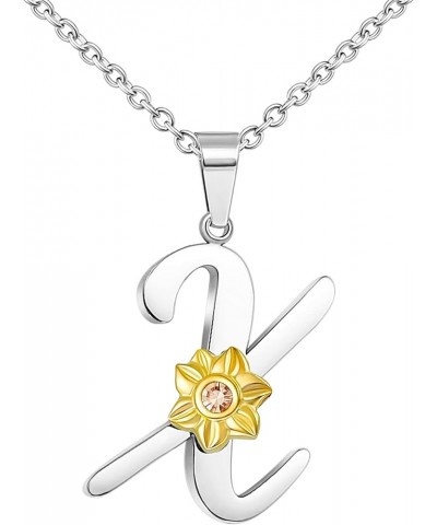 Initial Necklaces for Girls Alphabet Silver Necklace for Teens Gold Sunflower Simple Necklace for Women X $7.60 Necklaces