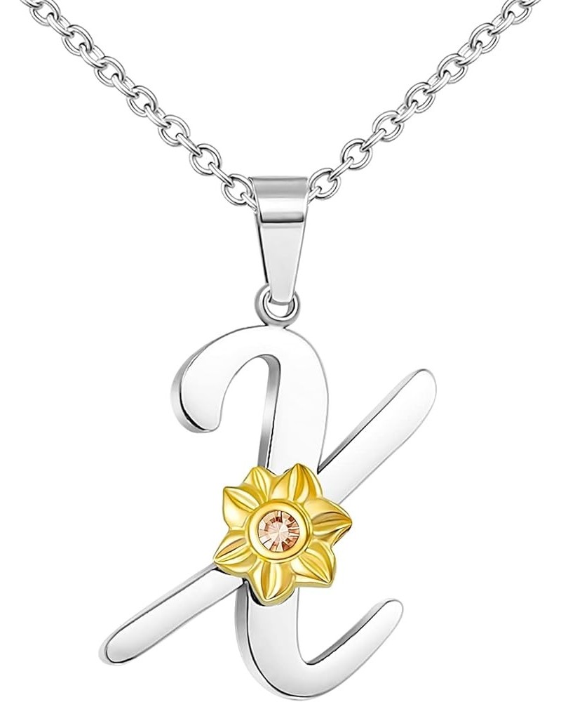 Initial Necklaces for Girls Alphabet Silver Necklace for Teens Gold Sunflower Simple Necklace for Women X $7.60 Necklaces