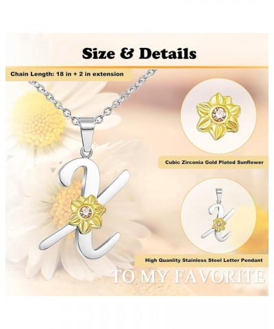 Initial Necklaces for Girls Alphabet Silver Necklace for Teens Gold Sunflower Simple Necklace for Women X $7.60 Necklaces