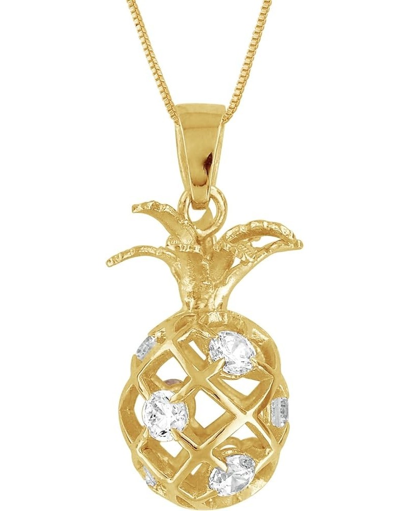 Sterling Silver Medium Pineapple Pendant Necklace, 16+2" Extender 3. Yellow Gold Tone SS $15.05 Necklaces