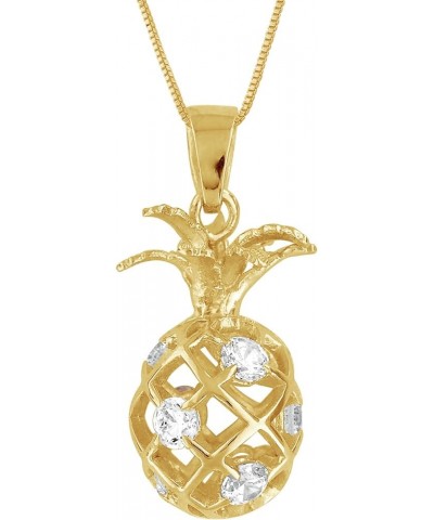 Sterling Silver Medium Pineapple Pendant Necklace, 16+2" Extender 3. Yellow Gold Tone SS $15.05 Necklaces