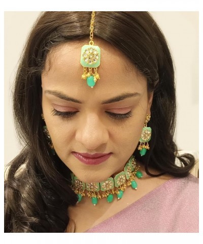 Indian Jewelry Sets for Women Bollywood Jewelry Indian Jewelry Choker Necklace Maang Tikka Earrings Bollywood Wedding Crystal...